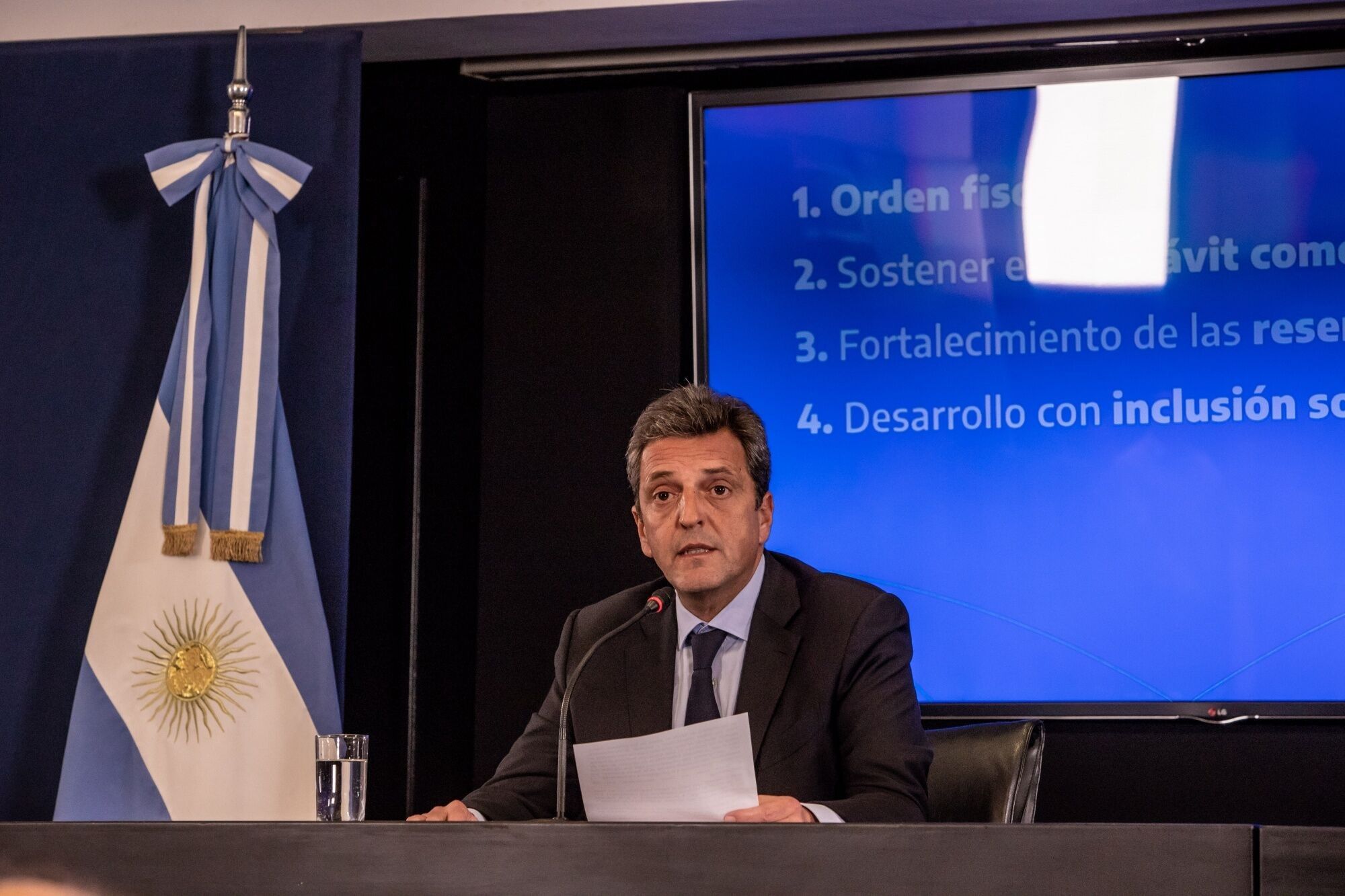 Argentina's New Economy Minister Sergio Massa Holds Press Conference