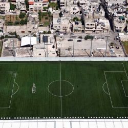 Una imagen aérea muestra el estadio al-Khader cerca de Belén, en la Cisjordania ocupada. Foto de HAZEM BADER / AFP | Foto:AFP
