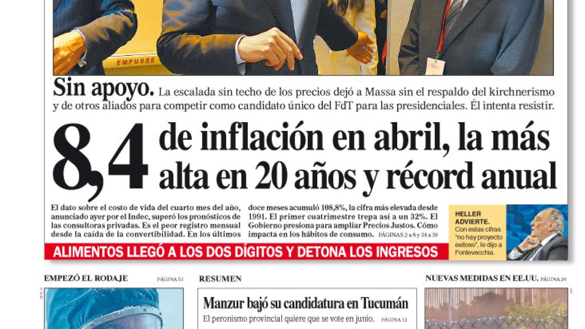 Tapa del Diario PERFIL del sábado 13 de mayo de 2023