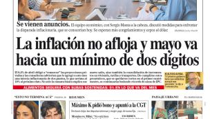 La tapa del Diario PERFIL de este domingo 14 de mayo de 2023