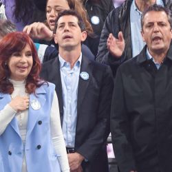 Vice-President Cristina Fernández de Kirchner speaks to supporters at the Plaza de Mayo in Buenos Aires during an event to commemorate the 20th anniversary of her late husband Néstor Kirchner's inauguration as head of state, and the 213th anniversary of the May Revolution, on May 25, 2023.