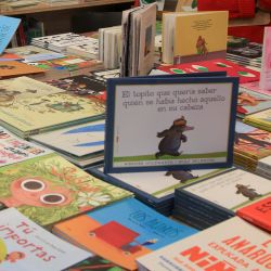 Children's books on sale at the Feria del Libro.
