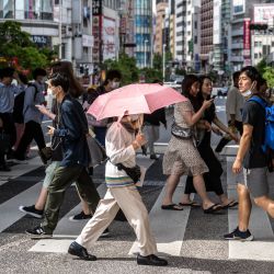 Peatones cruzan una calle en el distrito de Shinjuku de Tokio. Japón ha vivido este año la primavera más cálida de la que se tiene constancia, según informó la agencia meteorológica nacional, ya que los gases de efecto invernadero y El Niño se combinan para disparar las temperaturas en todo el mundo. | Foto:Philip Fong / AFP