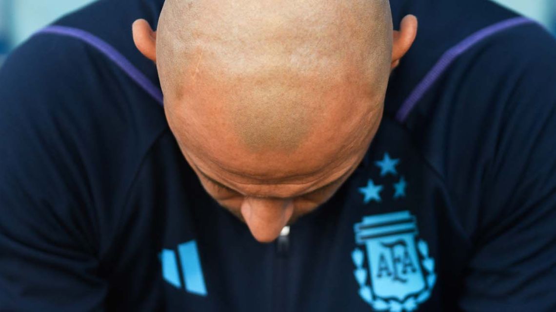 Argentina's youth team coach Javier Mascherano reacts after losing against Nigeria during the Argentina 2023 U-20 World Cup round of 16 football match between Argentina and Nigeria at the Estadio San Juan del Bicentenario in San Juan, Argentina, on May 31, 2023.