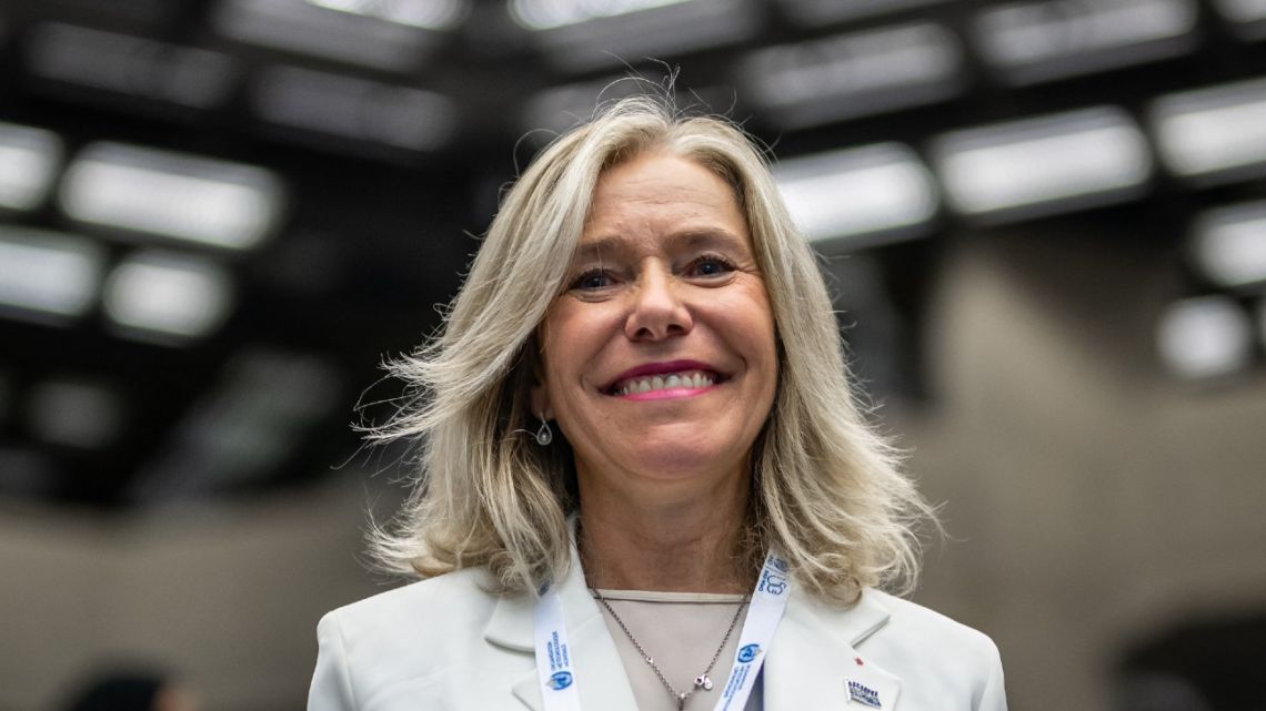 Argentina's Celeste Saulo poses after she was elected as Secretary-general of the World Meteorological Organization (WMO) in Geneva, on June 1, 2023.