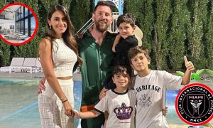 Antonela Roccuzzo, Lionel Messi y sus hijos