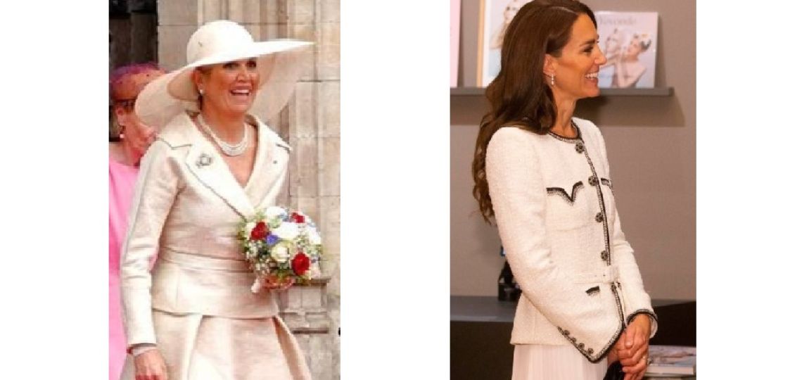 Kate Middleton y Máxima de Holanda y su duelo total white