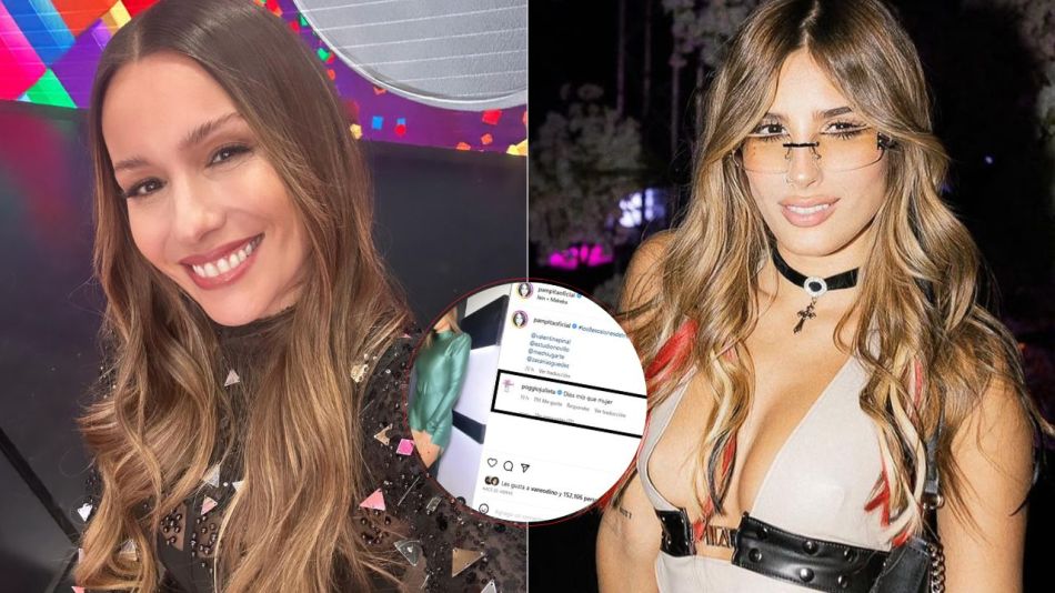 Pampita lució un body engomado verde que recibió el elogio de Julieta Poggio