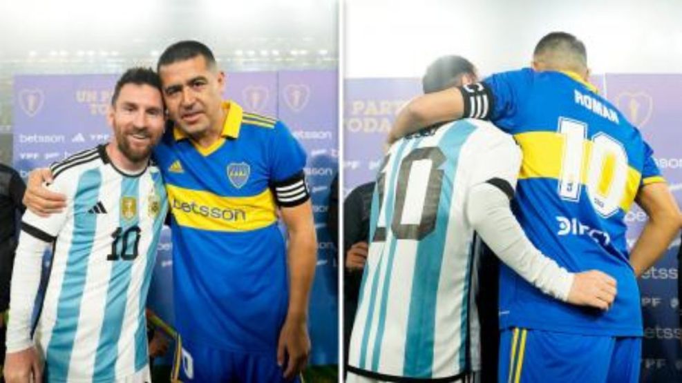 Juan Román Riquelme y Lionel Messi