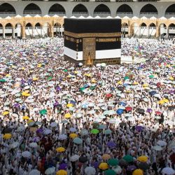 Los peregrinos musulmanes se reúnen alrededor de la Kaaba, el santuario más sagrado del Islam, en la Gran Mezquita de la ciudad santa de La Meca, mientras realizan la circunvalación de despedida o "tawaf", dando siete vueltas alrededor del gran cubo negro, que es el punto central en el último día del hajj.  | Foto:Abdulghani Basheer / AFP