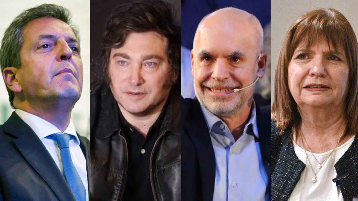 Sergio Massa, Javier Milei, Horacio Rodríguez Larreta, Patricia Bullrich.