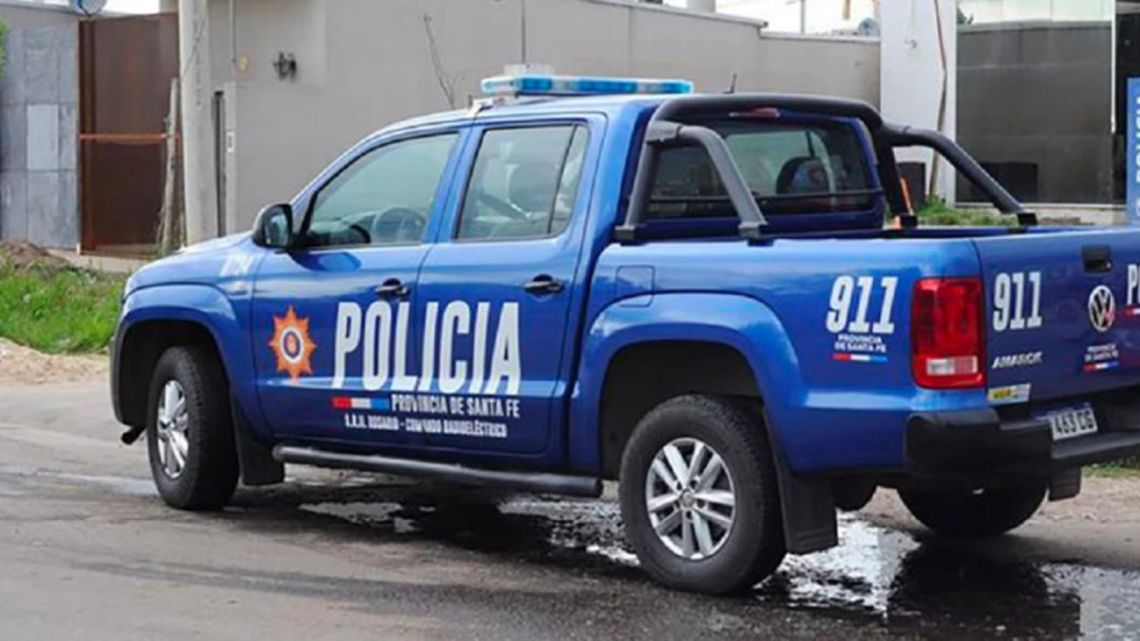 A police car on patrol in Rosario, Santa Fe Province.