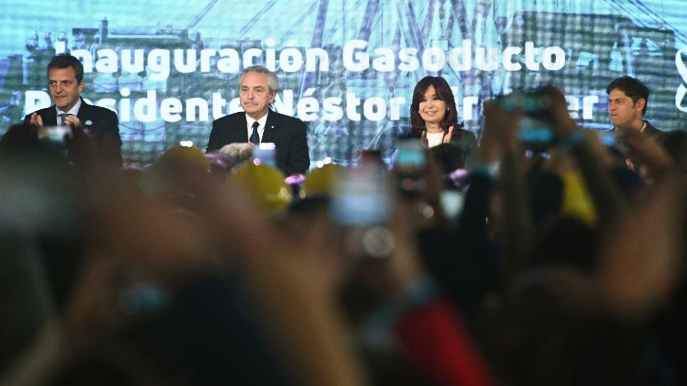 Cristina Kirchner, Alberto Fernández y Sergio Massa en la inauguración del GPNK