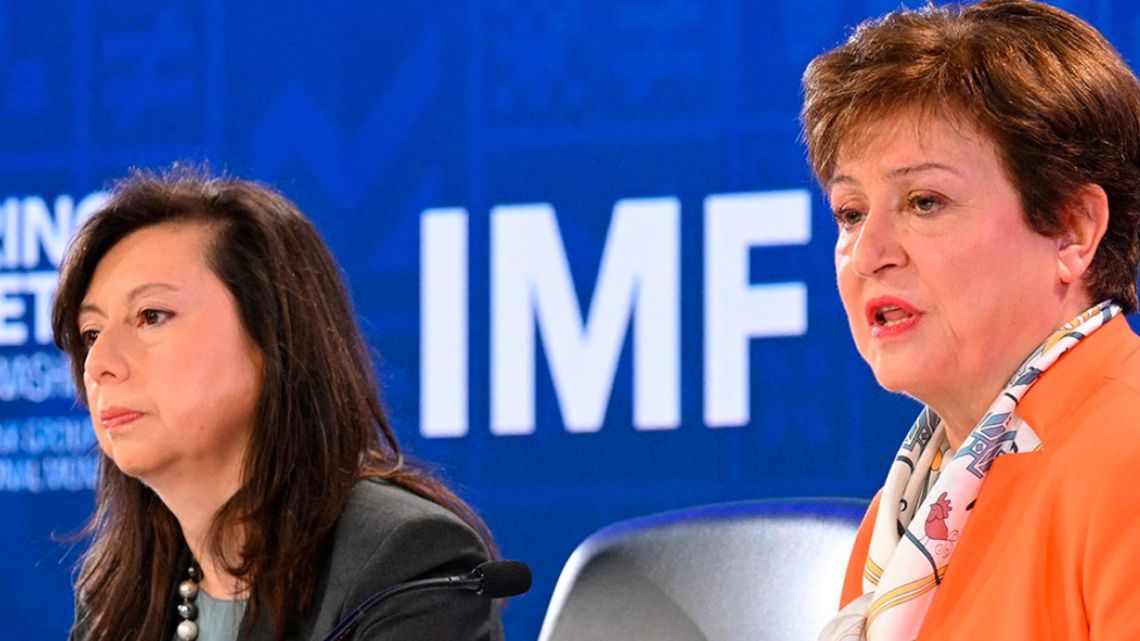 International Monetary Fund Managing Director Kristalina Georgieva (right) and IMF Spokesperson Julie Kozack.