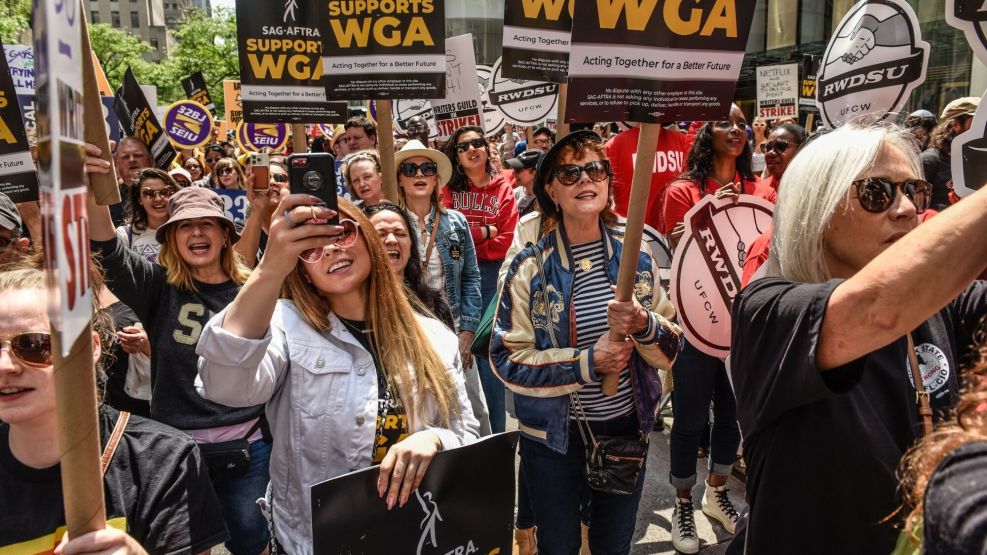 Writers Guild Of America Pickets Outside NBCUniversal Headquarters