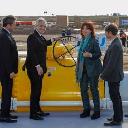 Sergio Massa, Alberto Fernández, Cristina Kirchner y Áxel Kicillof en la inauguración del Gasoducto Presidente Néstor Kirchner. | Foto:Cedoc.