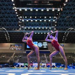 Ruby Remati y Megumi Field de EE. UU. durante el Campeonato Mundial de Natación en Fukuoka. Foto MANAN VATSYAYANA / AFP | Foto:AFP