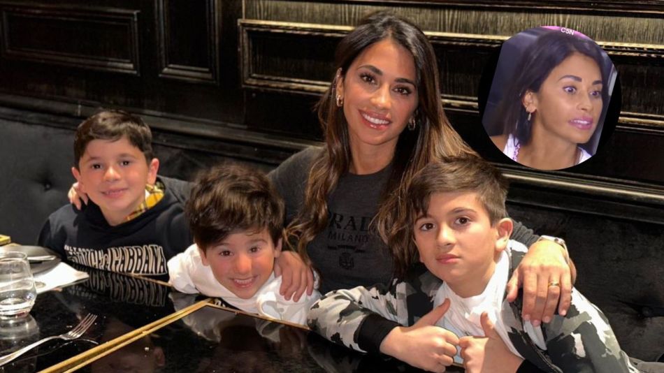 Antonela Roccuzzo junto a sus hijos