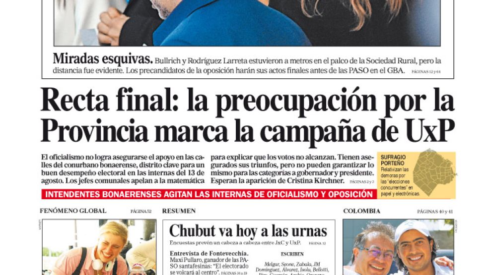 La tapa del Diario PERFIL del domingo 30 de julio de 2023