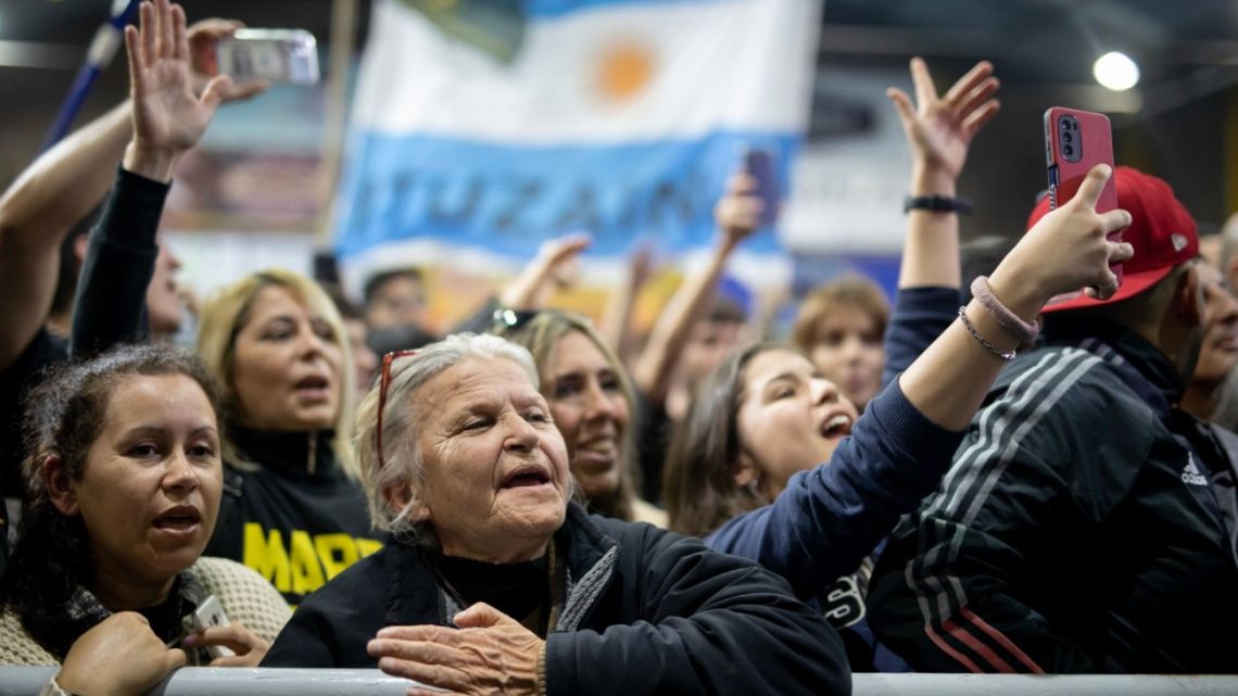Attendees during a campaign event with Javier Milei in Buenos Aires, Argentina, on Wednesday, June 7, 2023. 