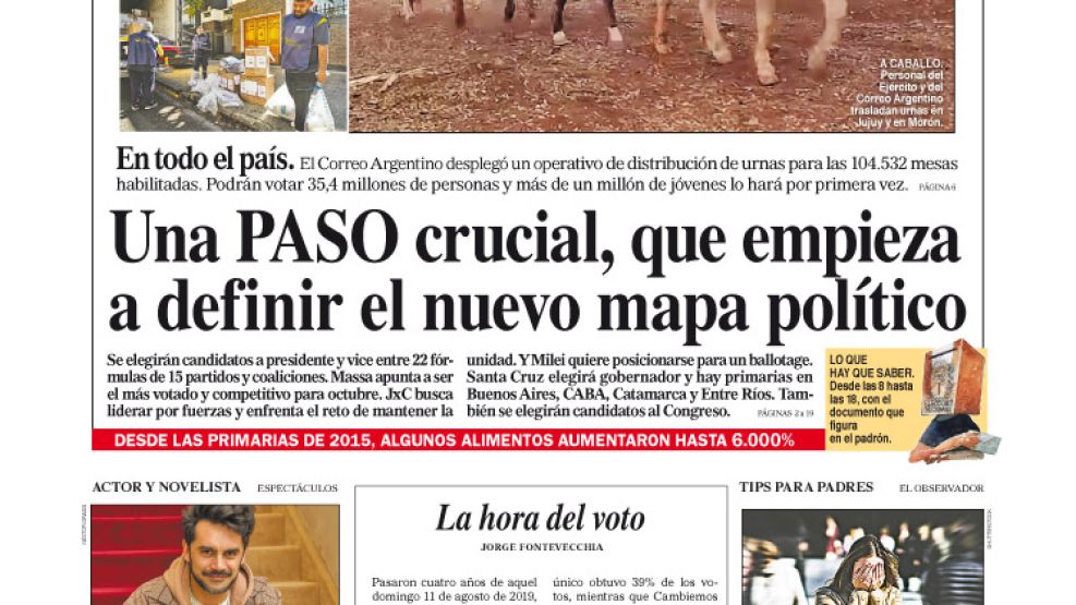 La tapa del Diario PERFIL de este domingo 13 de agosto de 2023