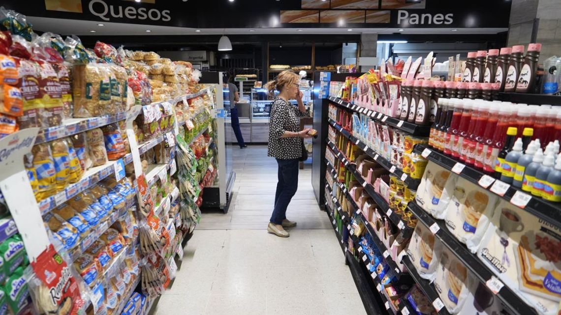 A shopper browses at a supermarket in Buenos Aires.