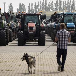 Los agricultores sacan sus tractores a las calles para protestar contra una nueva planta industrial de Ineos en Amberes, Bélgica. | Foto:KRISTOF VAN ACCOM / Belga / AFP