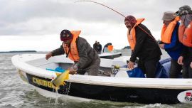 Durante cuatro horas se concretó el torneo, con más de 250 embarcaciones que se ubicaron a lo largo y ancho del majestuoso río Paraná.