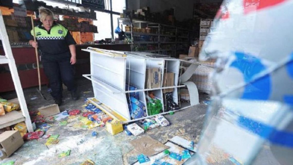 A looted supermarket.