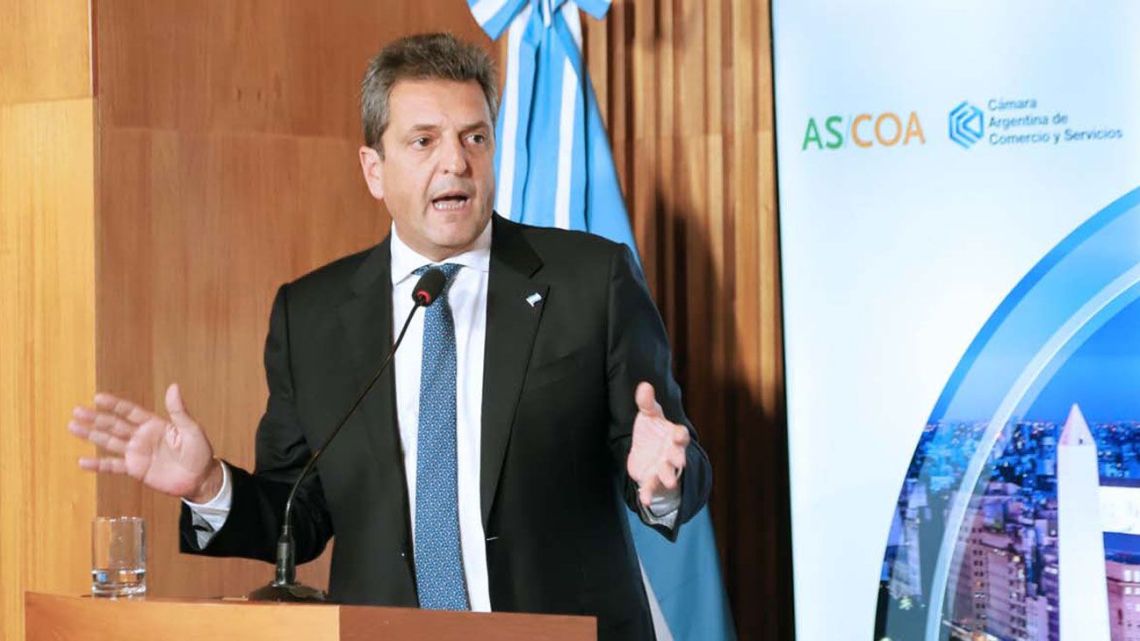 Economy Minister Sergio Massa delivers a speech at a Council of the Americas event.