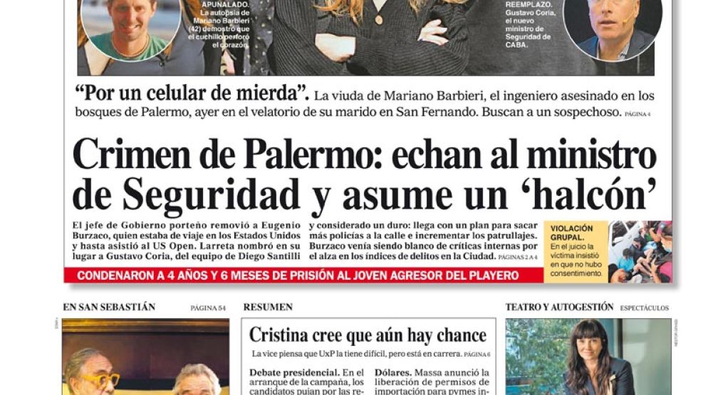 La tapa del Diario PERFIL del sábado 2 de septiembre de 2023
