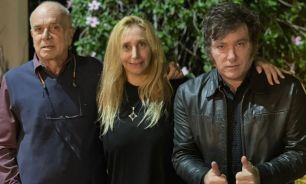 Carlos Rodriguez, Karina y Javier Milei 20230907