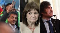Patricia Bullrich, Sergio Massa y Javier Milei 