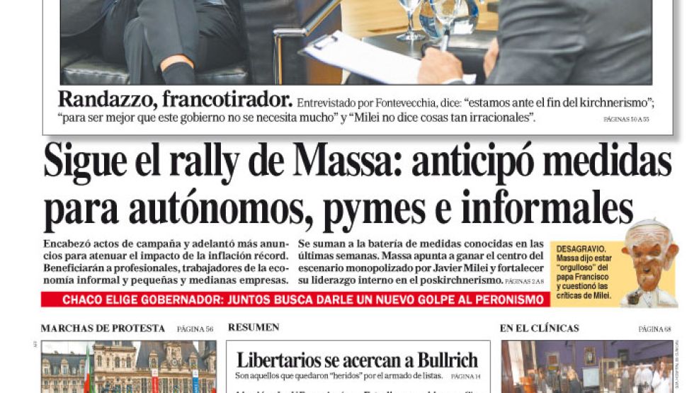 La tapa del Diario PERFIL del domingo 17 de septiembre de 2023