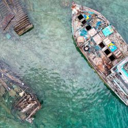 Se ven barcos rotos en aguas de Natuna durante el ejercicio de solidaridad de la ASEAN Natuna. Participaron Indonesia, Singapur, Malasia, Tailandia, Vietnam y Laos en aguas de Natuna. Foto de BAHÍA ISMOYO / AFP | Foto:AFP