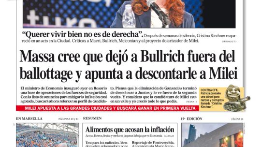 La tapa del Diario PERFIL del domingo 24 de septiembre de 2023