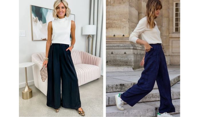 Ideas de look con pantalones anchos para primavera y verano