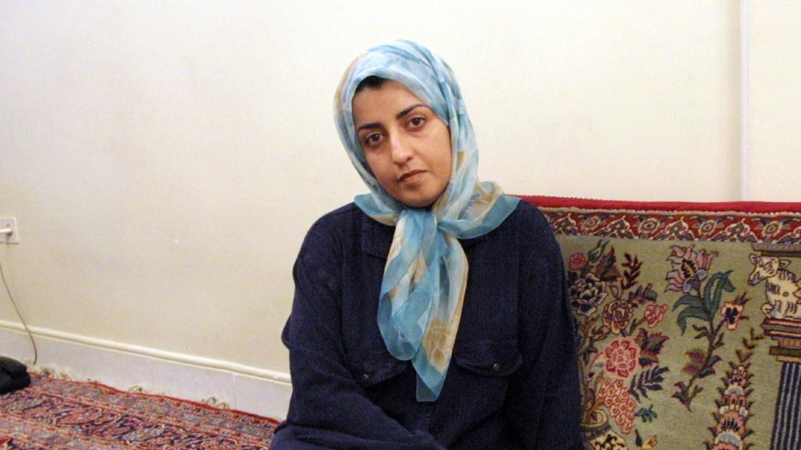 Iranian women's rights campaigner Narges Mohammadi is seen at her home in Tehran on September 4, 2001.