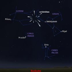 La lluvia de estrellas Oriónidas debe su nombre a la constelación Orión.