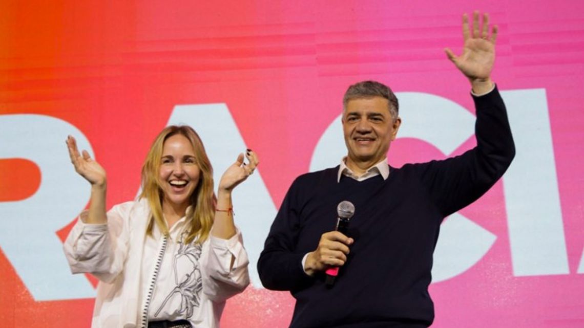 Jorge Macri celebrates his victory in the Buenos Aires City mayoral race.