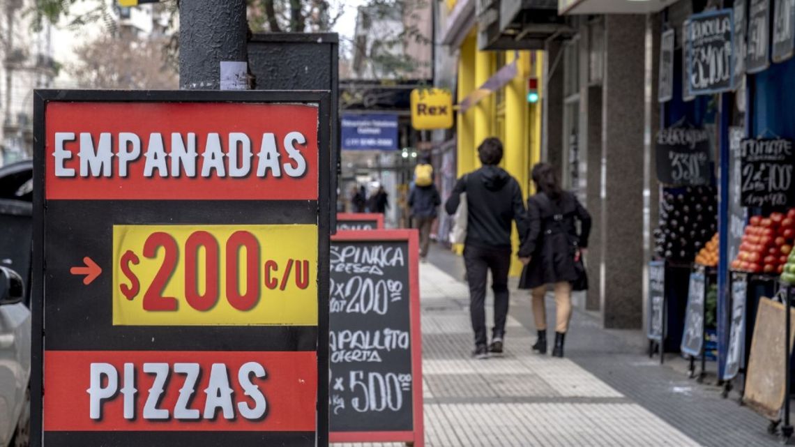 Prices displayed outside a cafe in Buenos Aires on Friday, August 18, 2023