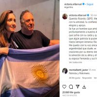 La despedida de Victoria Villarruel, la candidata a vicepresidente de Milei, a Ricardo Iorio