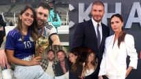 Antonela Roccuzzo, Lionel Messi, David y Victoria Beckham