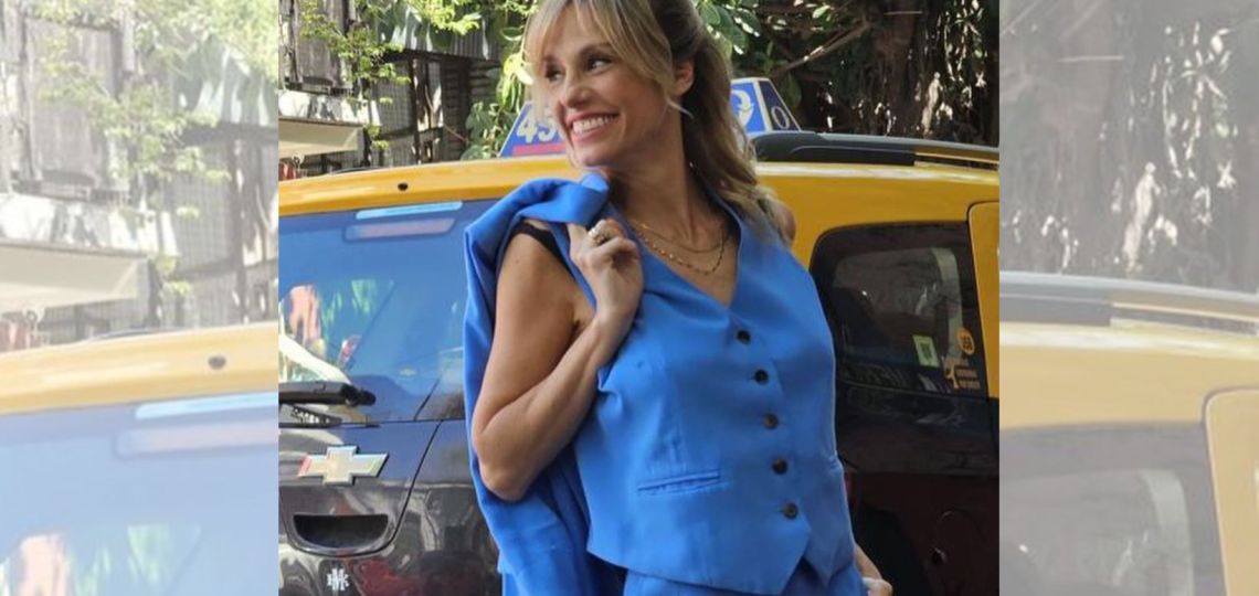 Mariana Fabbiani deslumbra con un increíble traje de tres piezas azul cerúleo
