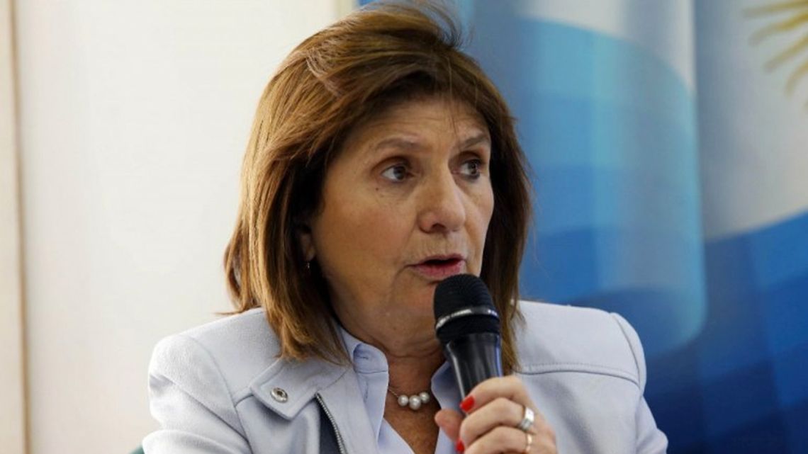 Opposition Juntos por el Cambio leader Patricia Bullrich announces at a press conference that she will support libertarian presidential candidate Javier Milei in the November 19 run-off.
