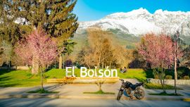 El Bolsón recibe a los visitantes en primavera con los ciruelos de sus calles en flor.