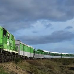 El tren se traslada durante 18 horas y 28 minutos sobre los rieles que atraviesan la estepa de la Patagonia para unir los 821 kilómetros que separan a Bariloche de Viedma
