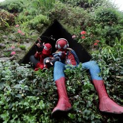 Cosplayers disfrazados de Spiderman se reúnen en el obelisco en un intento de batir el récord mundial de personas disfrazadas del personaje de cómic en un lugar de Buenos Aires. | Foto:Emiliano Lasalvia / AFP
