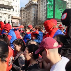 Porteños in Spider-Man costumes flocked to the Obelisk for the record-breaking effort.