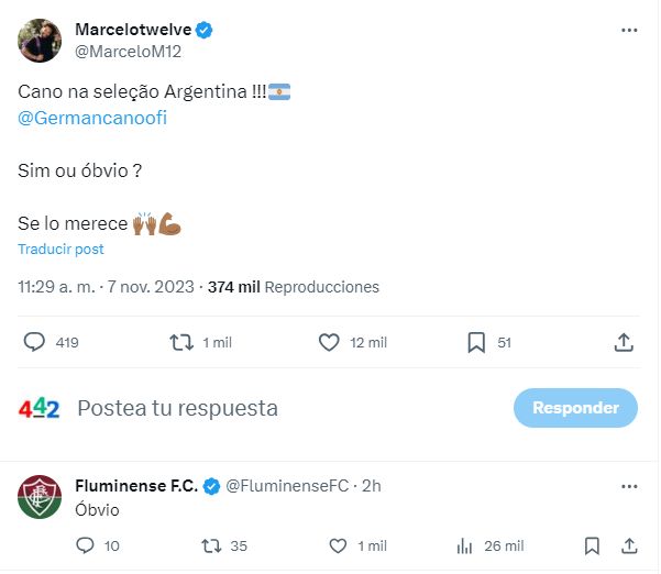 MARCELO CANO FLUMINENSE SELECCIÓN ARGENTINA TWITTER
